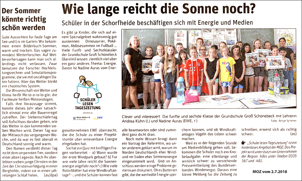 Artikel in der MOZ
