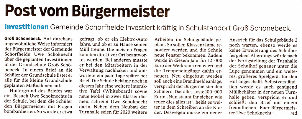 Brief des Bürgermeisters